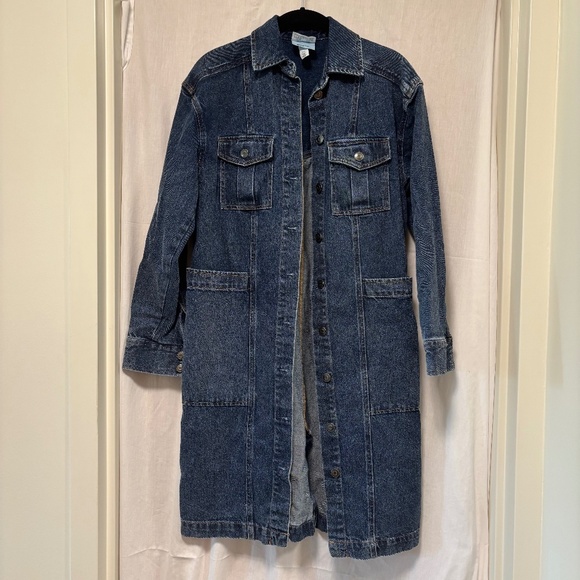 Long-sleeve button-up denim dress / duster - Picture 1 of 5